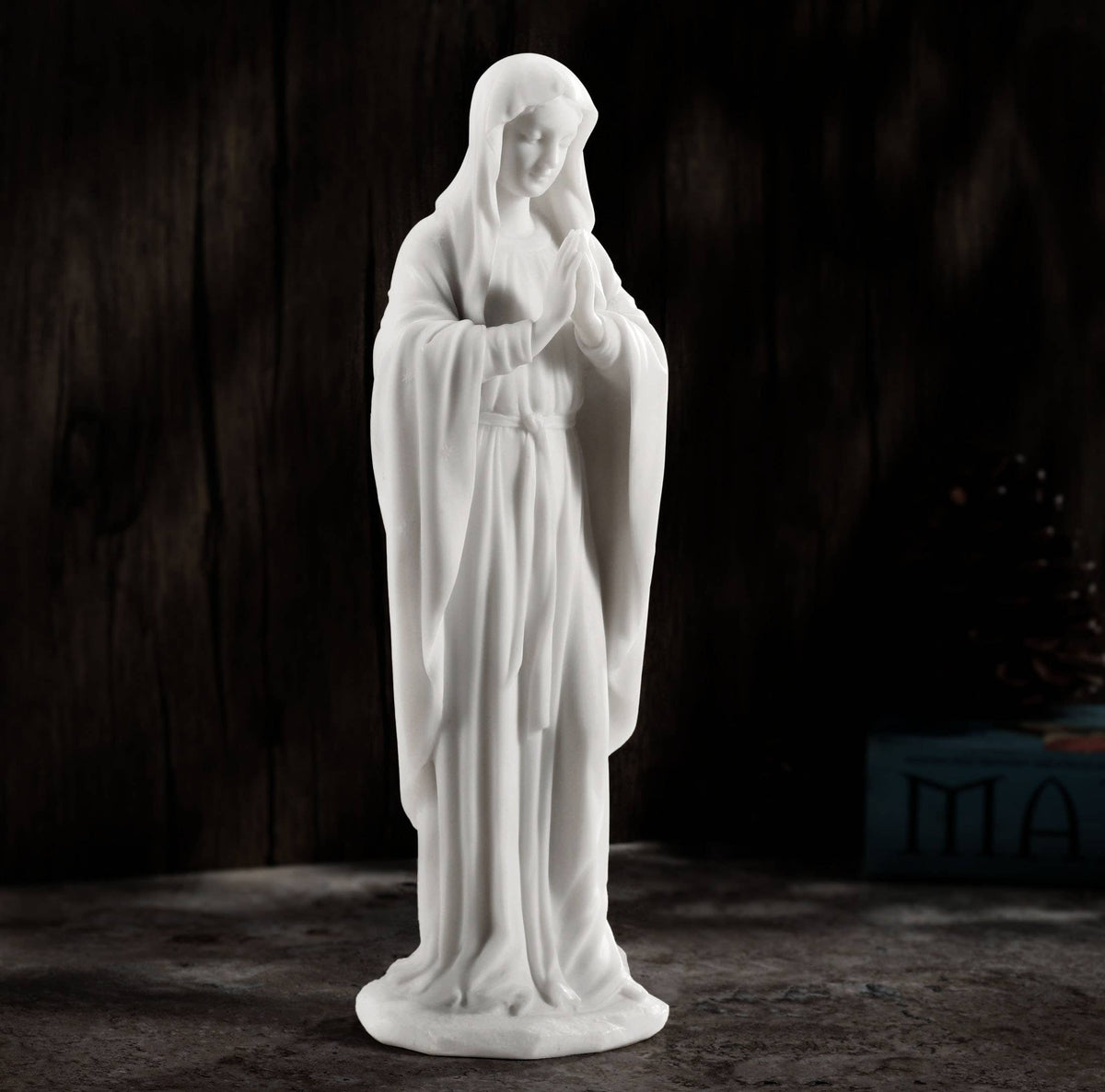Blessed Virgin Mary White Statue 11 3/4 Inches
