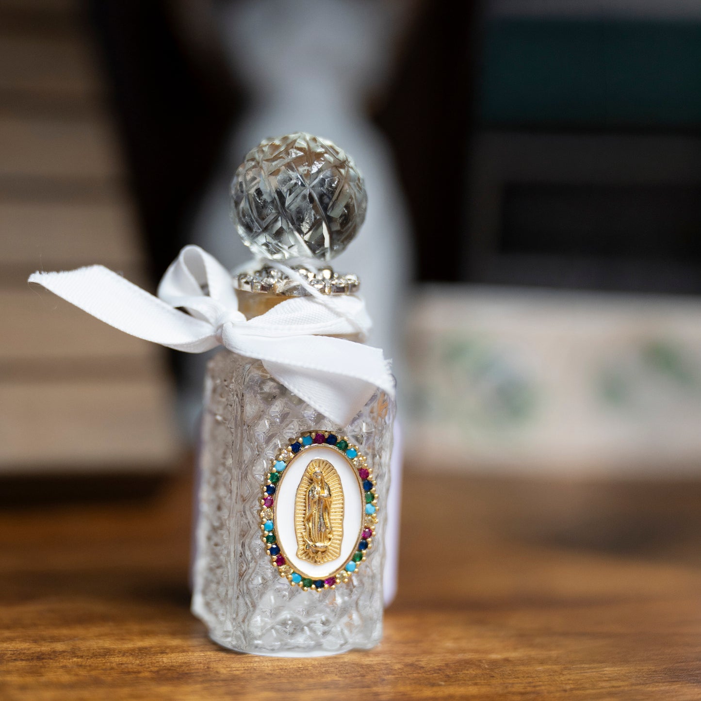 HWB St. Our Lady of Guadalupe/Grace Holy Water Bottle, Crystal