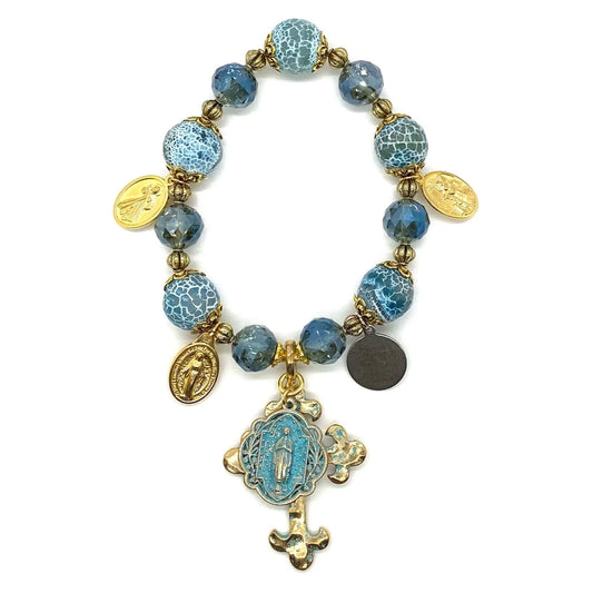 Door blessing Turquoise & Gold, Our Lady of Lourdes