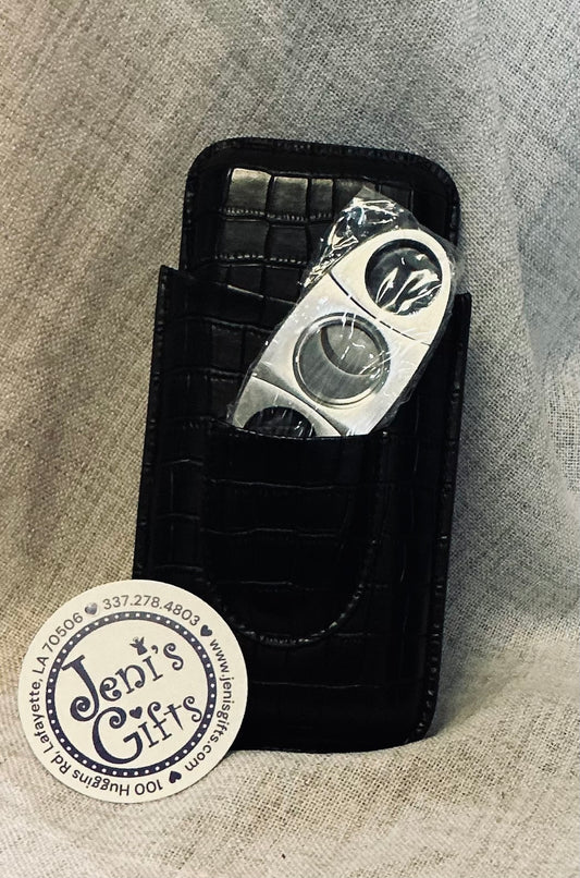 Black Croc Triple Cigar Holder