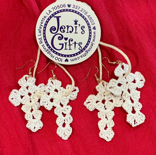 Crochet Cross Earrings