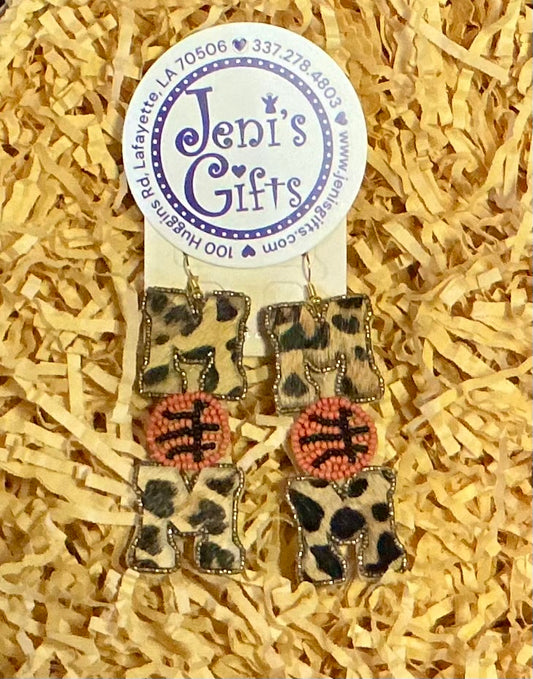MOM Beaded Basketball Earrings