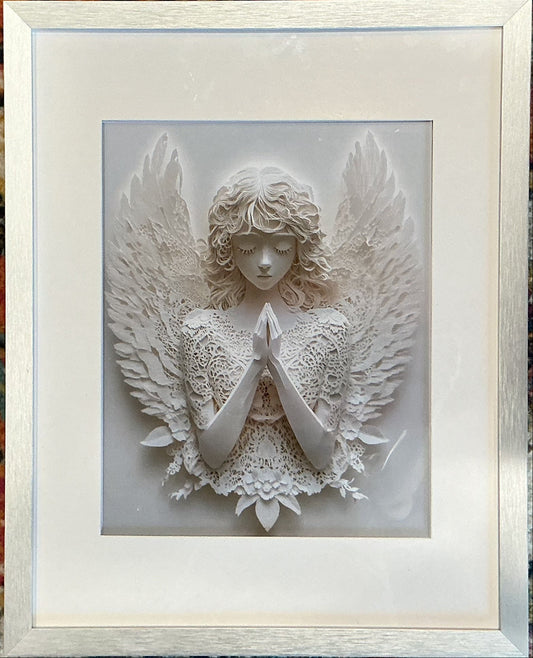 Framed Lacy Angel in Prayer