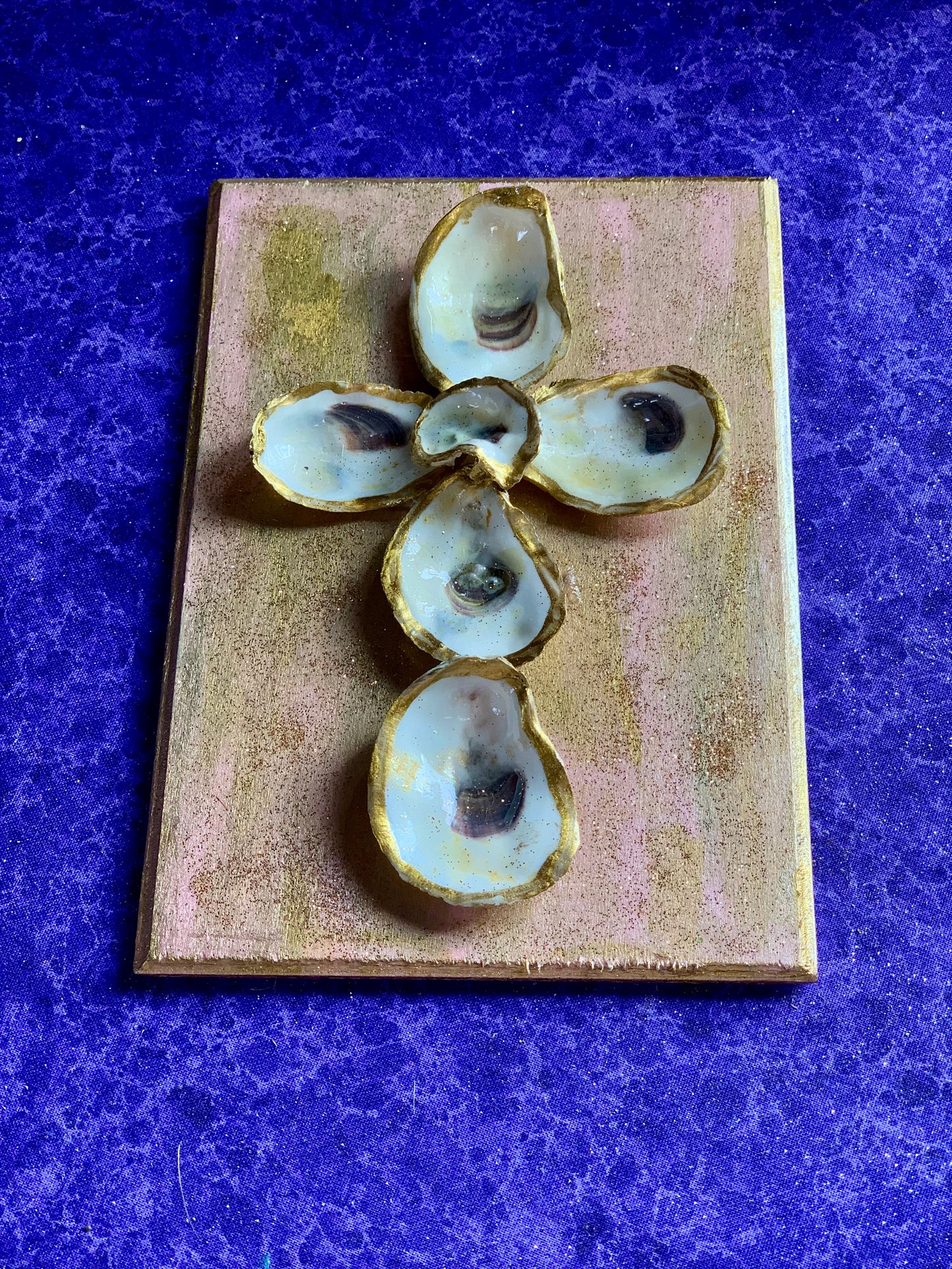 Oyster shell cross plaque