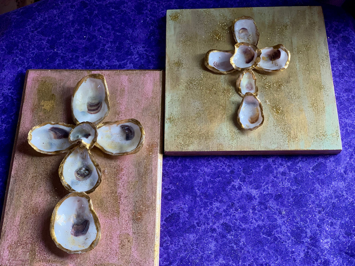 Oyster shell cross plaque