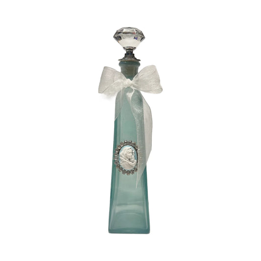 HWB Madonna of the Streets Holy Water Bottle, Framed in Crystal, Light Blue