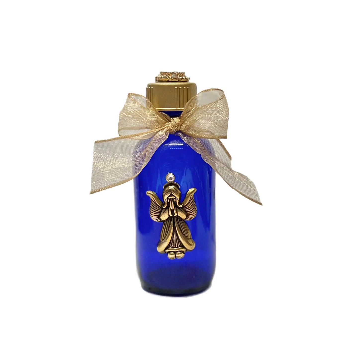 HWB Angels or Cherubs Holy Water Bottle, Cobalt Blue, Small
