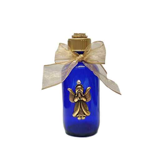 HWB Angels or Cherubs Holy Water Bottle, Cobalt Blue, Small