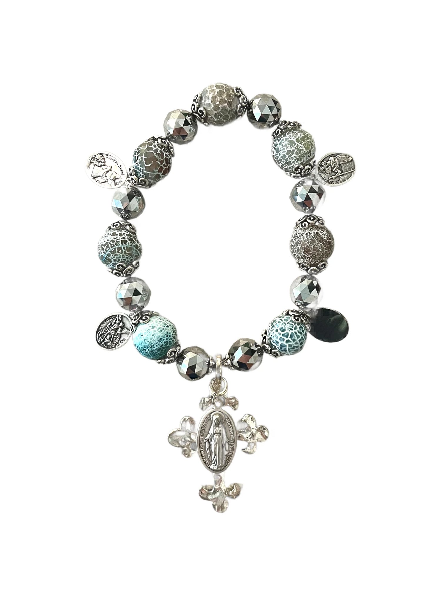 Miraculous Medal on Cross Door Blessing, Gray & Silver