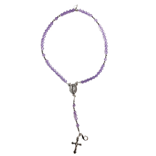 Miraculous Medal Rosary Bracelet, Silver, Violet Preciosa Czech Crystal
