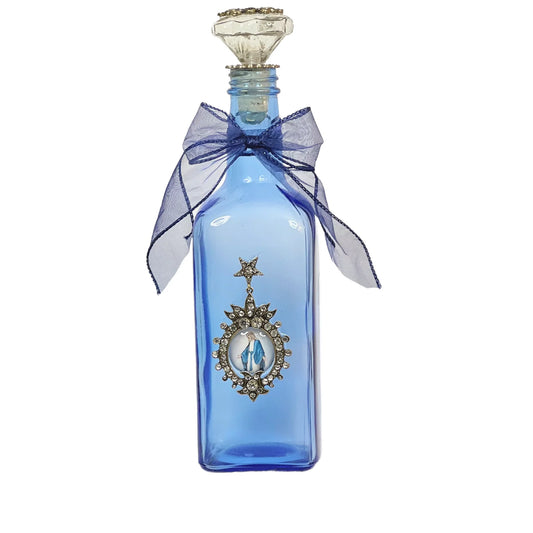 Assumption of Our Lady Holy Water Bottle, Green and Gold, Large