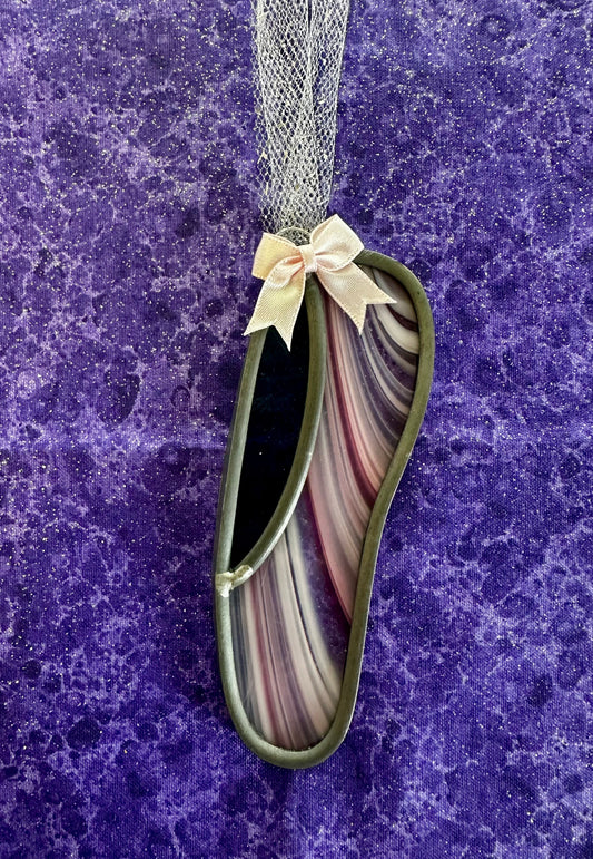 Ballerina slipper stained glass hanging