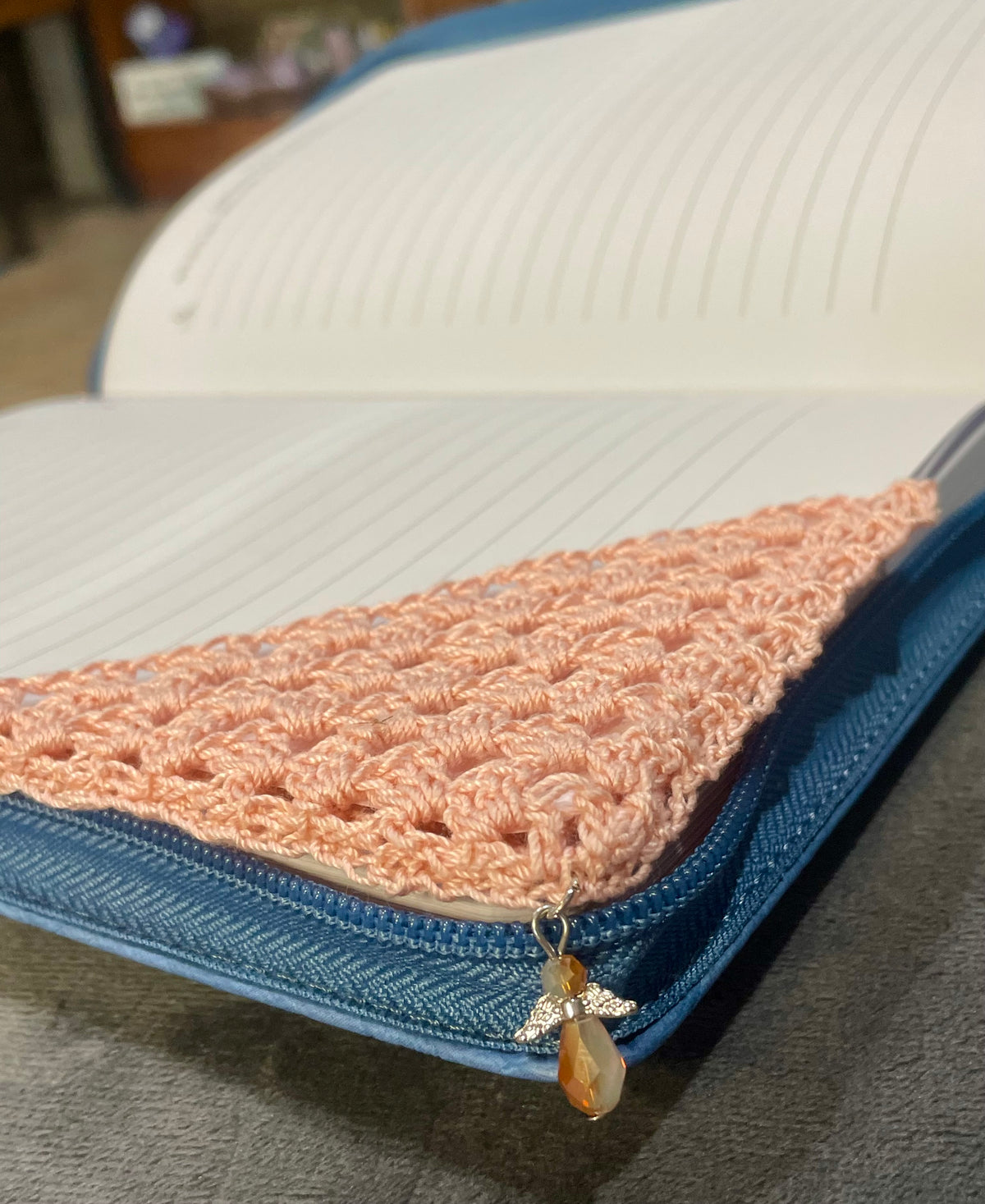 Corner Crochet Bookmark with Charm