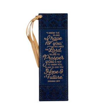 I Know the Plans Leather Bookmark