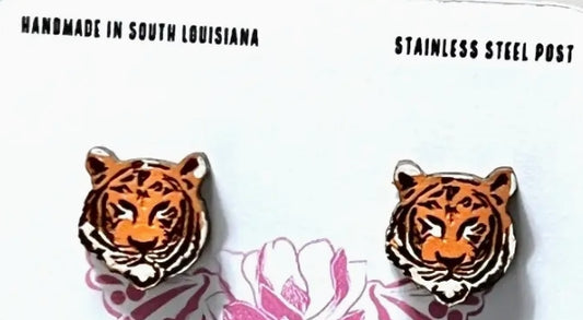 Tiger Face Stud Earrings