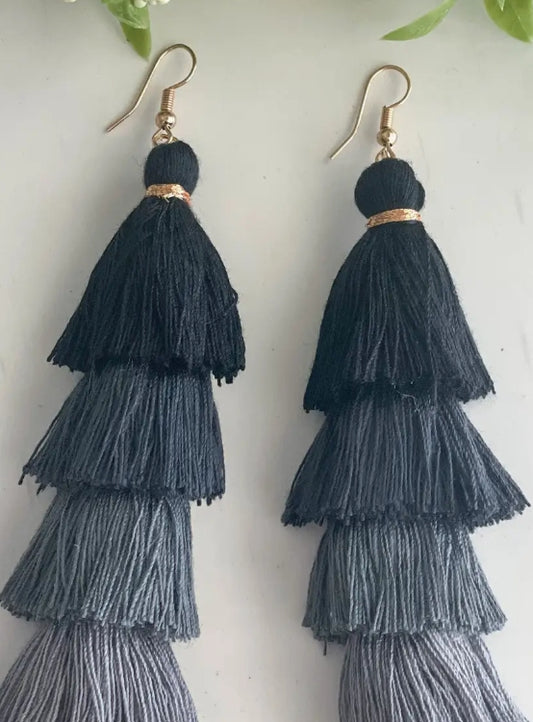 Tassel Black & Grey Dangles