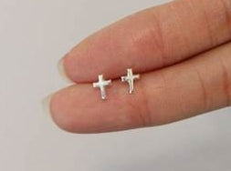 Cross Stud Silver Earrings