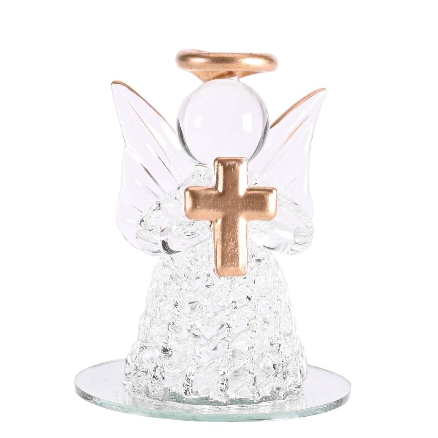 Tabletop Decor Angel Gold Cross Glass 3H