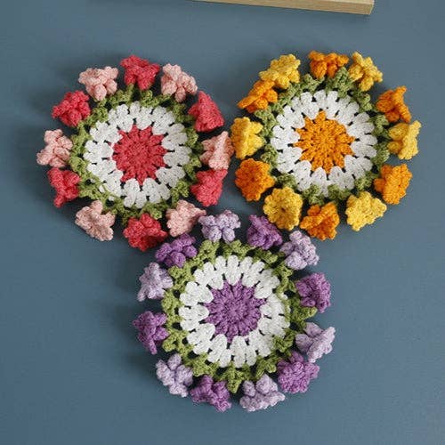 Red Handmade Crochet Lily of Valley Coaster