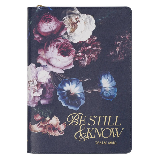 Lavender Floral Psalm 46:10 Zip Journal