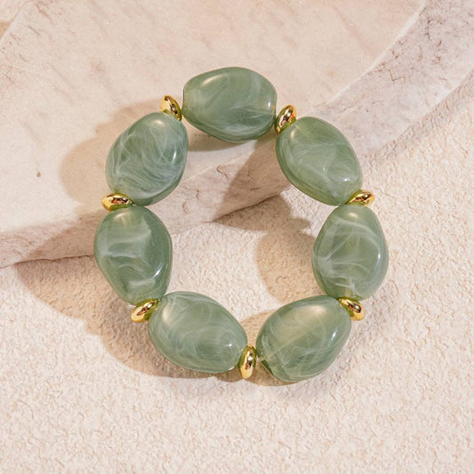 Green Acrylic Irregular Oval Statement Bracelet