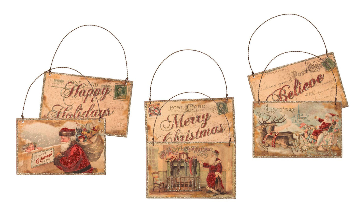 Postcard Santa Ornament