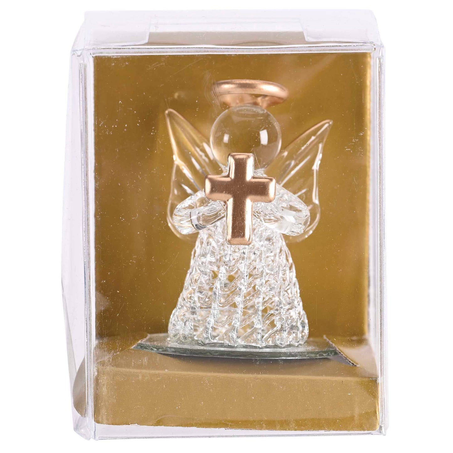 Tabletop Decor Angel Gold Cross Glass 3H