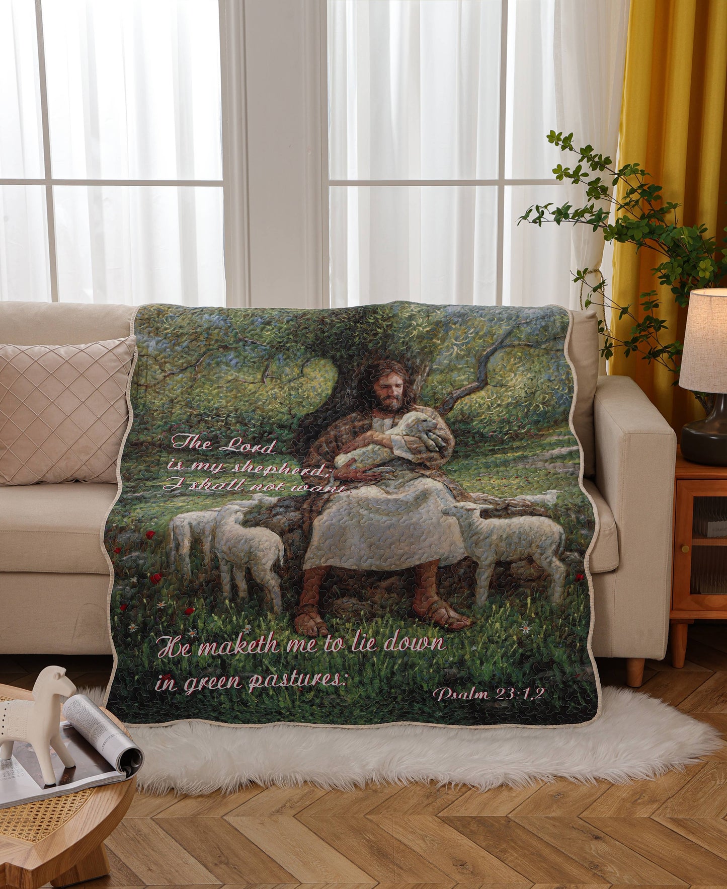 "The Lord is my Shepherd" Inspirational Quilted Throw