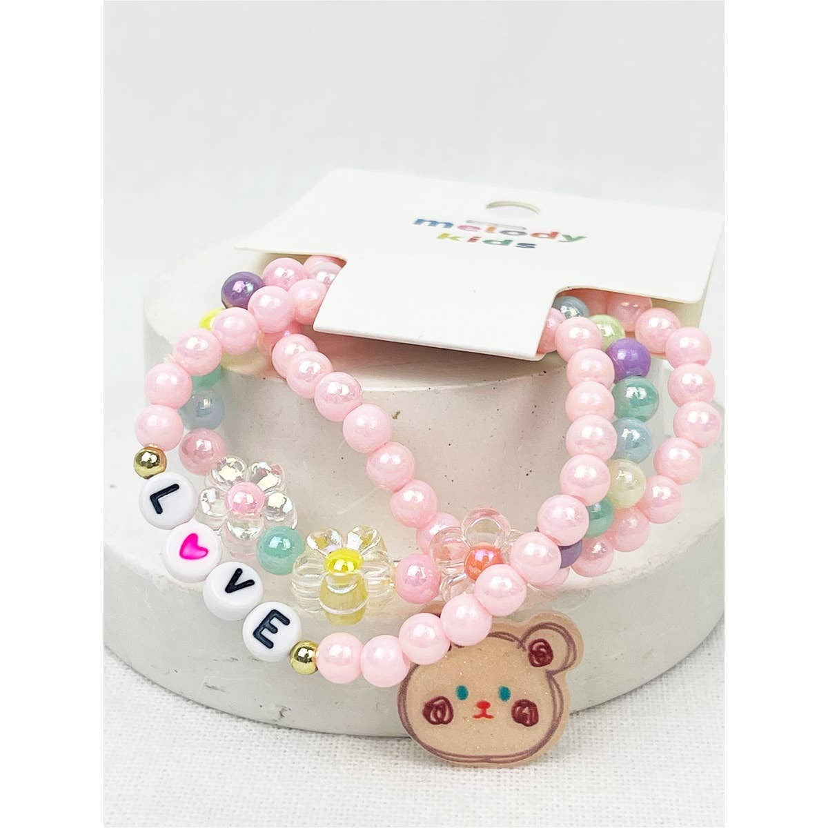 Love and Bear Theme Kids Layering Bracelet Set: Mixed Color