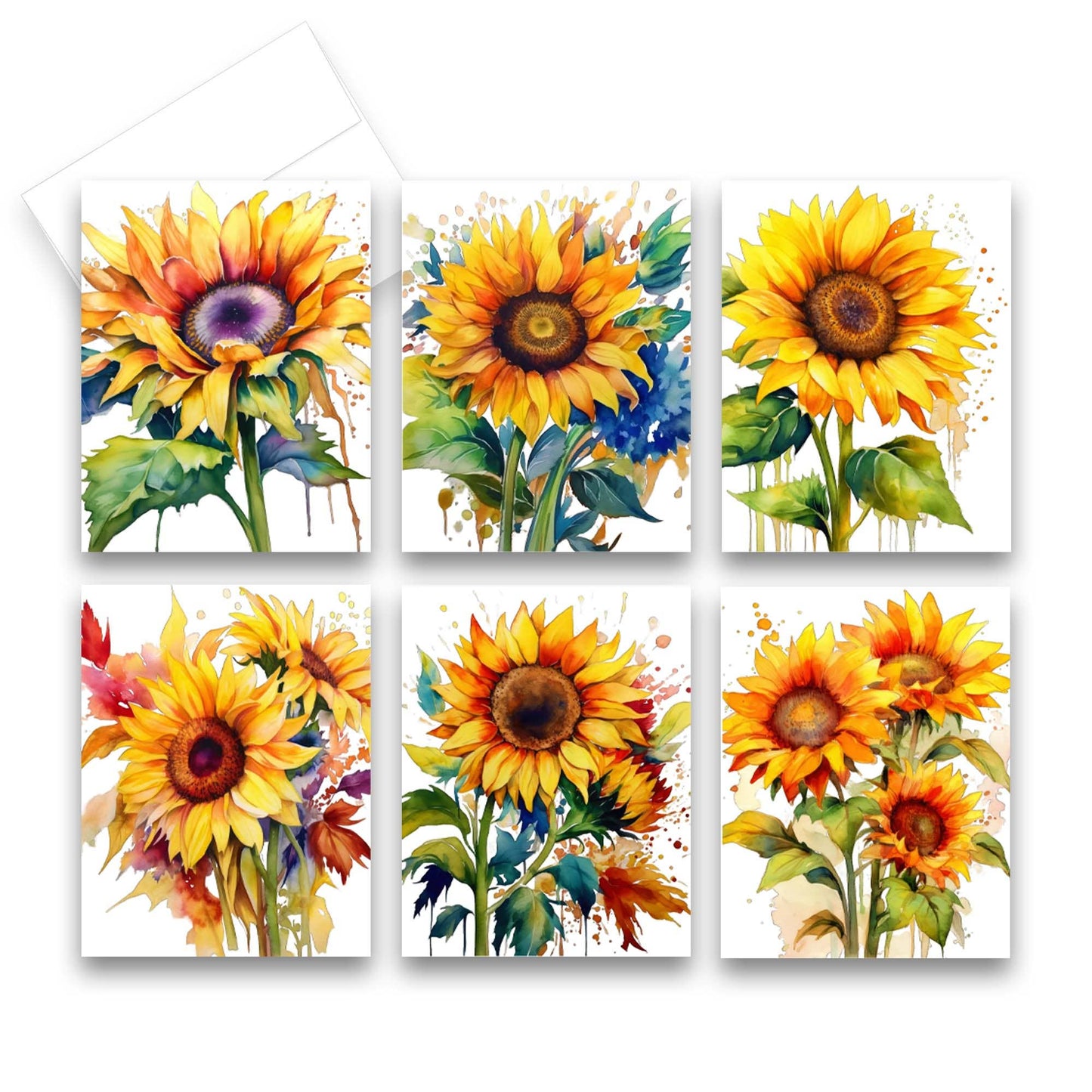 Greeting Cards- Assorted Sunflower Blank Notecards 6pk