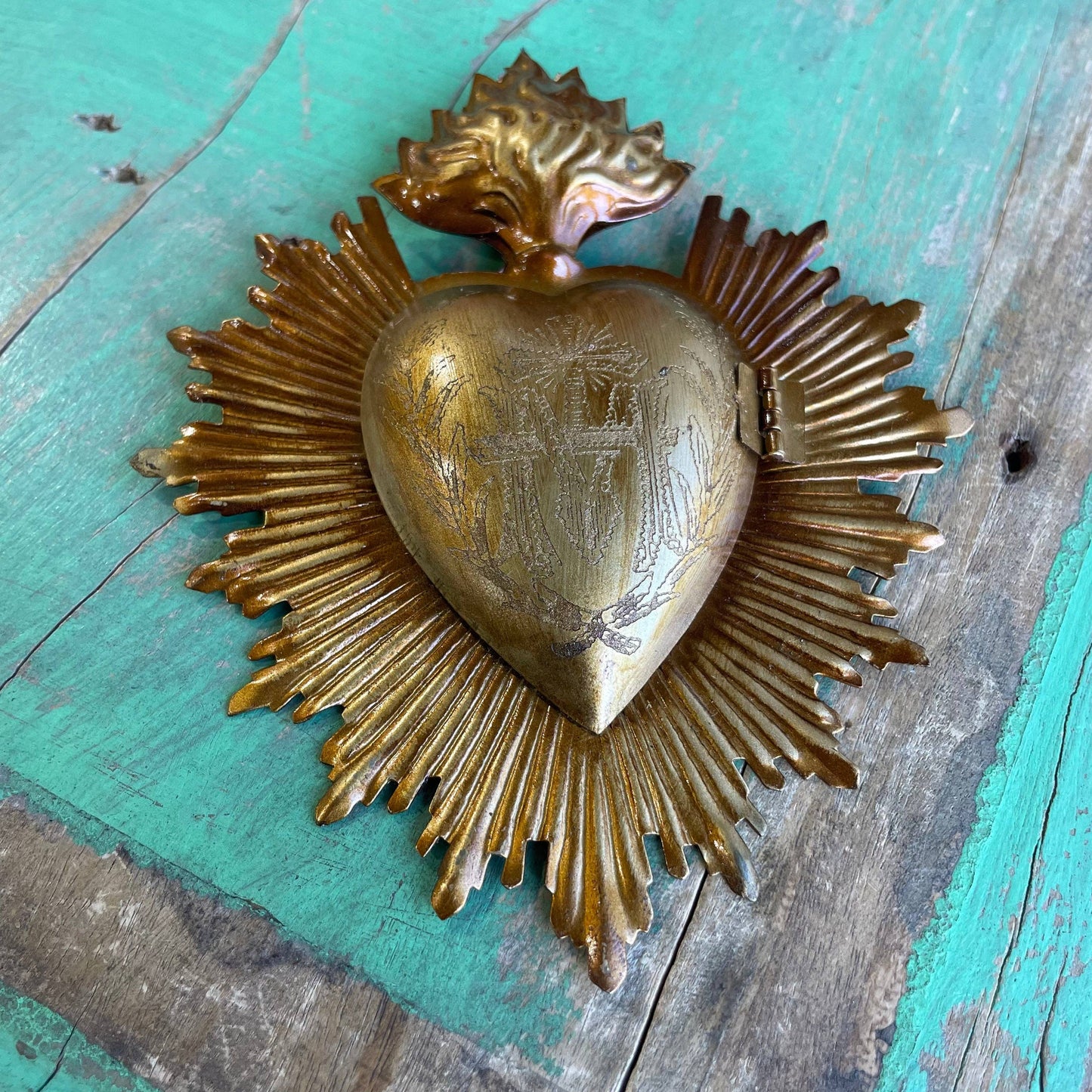 Flaming Sacred Gold Heart