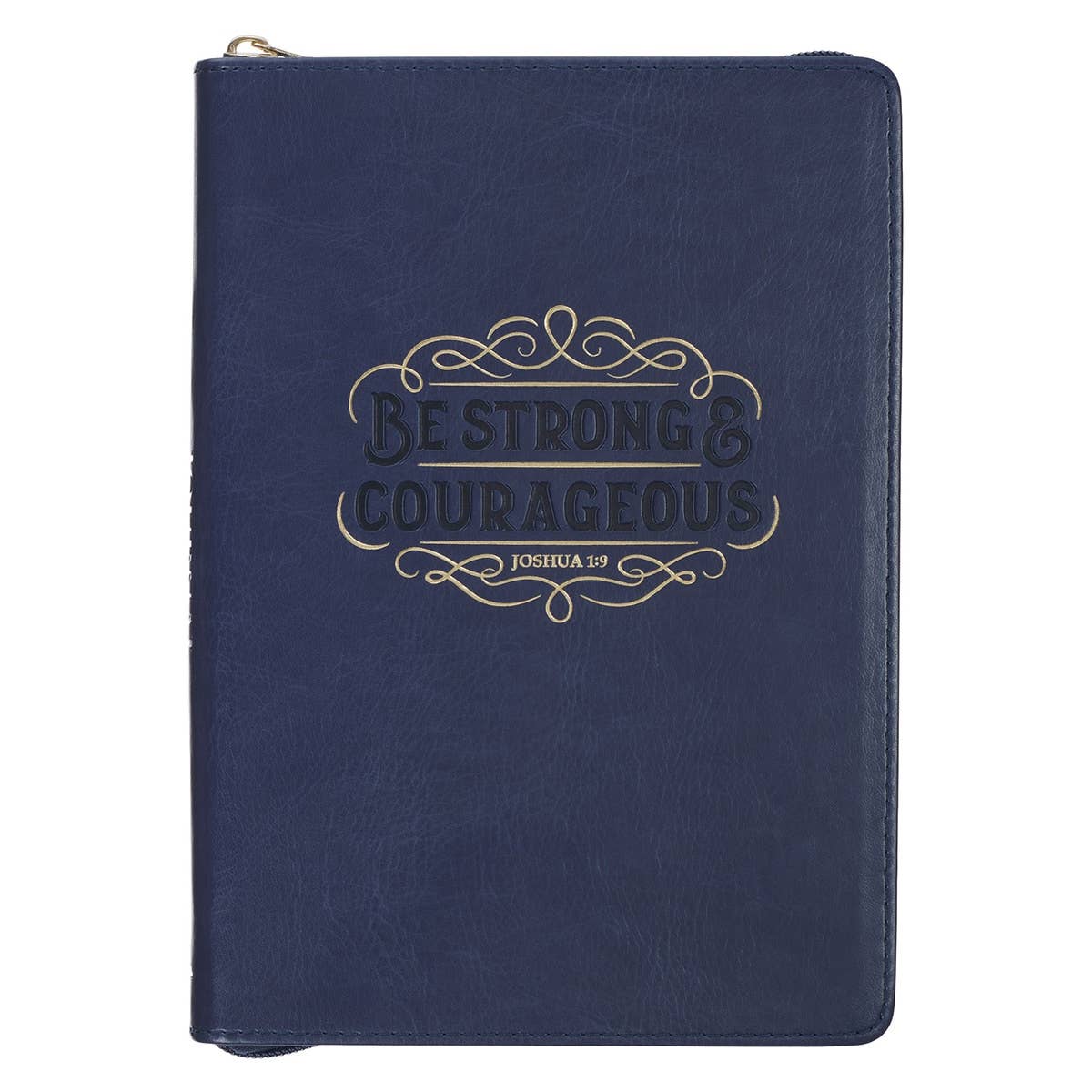 Journal Zip Navy Be Strong & Courageous Josh. 1:9