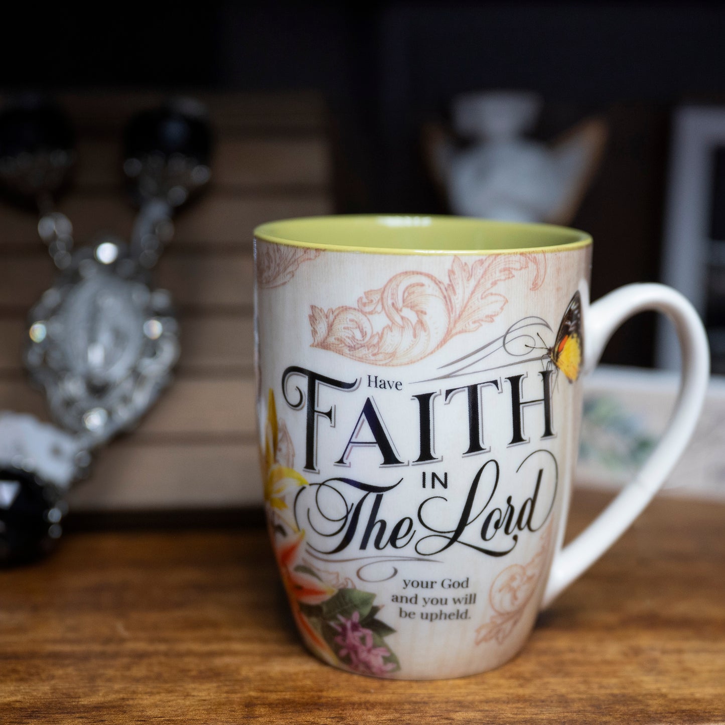 Set Mug 4pc Hope, Trust, Faith, Love Floral