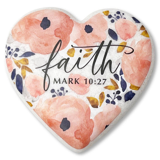 Heart Stone Floral Faith Pink