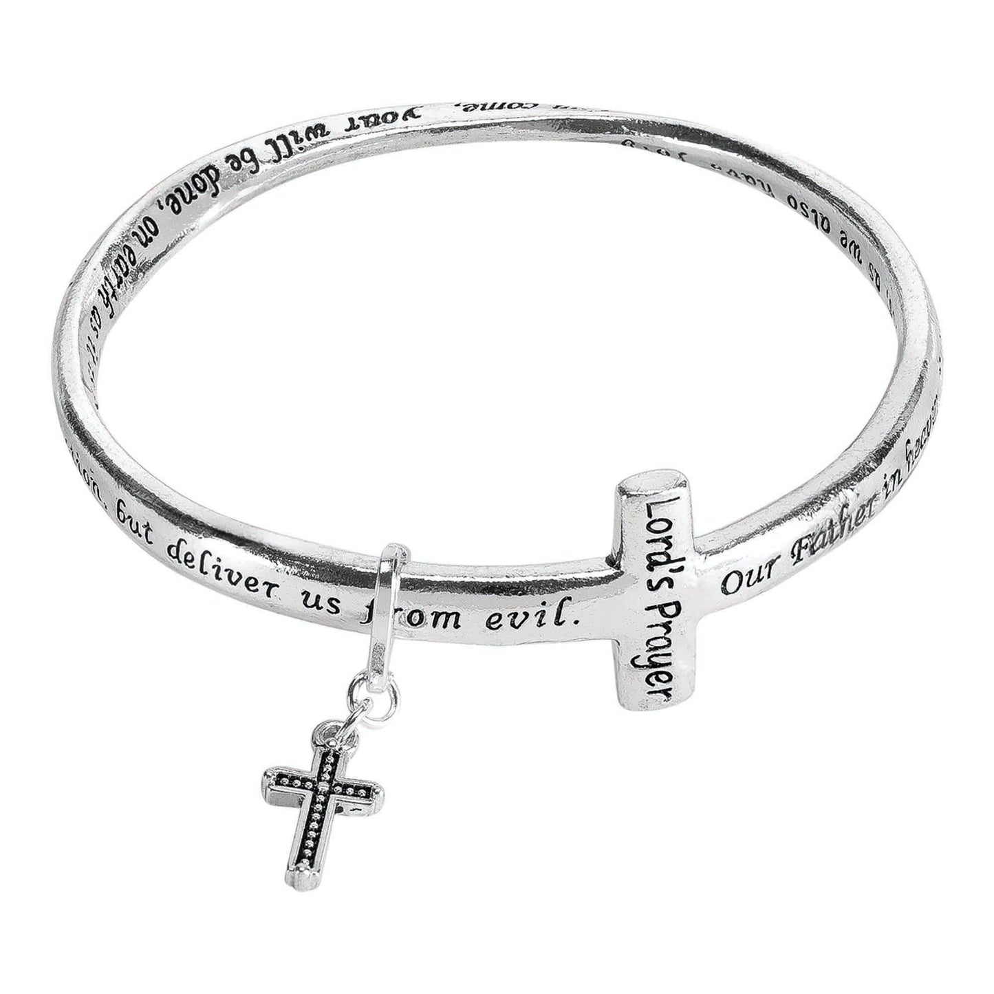 Lord's Prayer Twisted Cross Bracelet