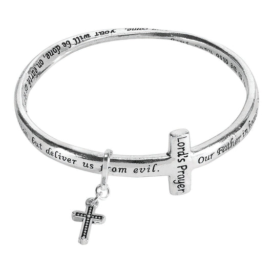 Lord's Prayer Twisted Cross Bracelet