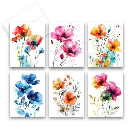 Greeting Cards- Assorted Watercolor Wildflower 6pk
