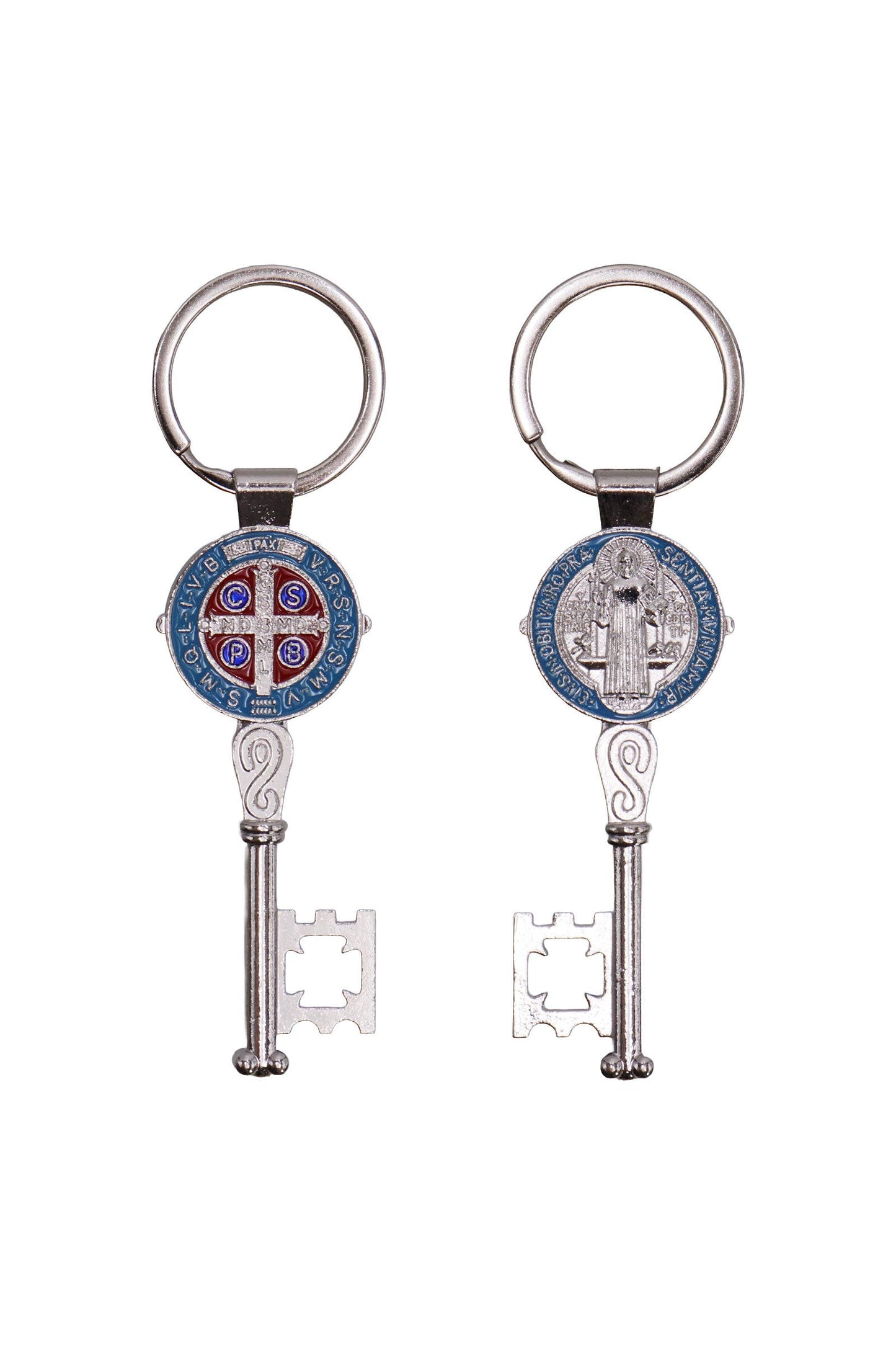 Key Chain- Enamel Saint Benedict Double Sided Key Chain