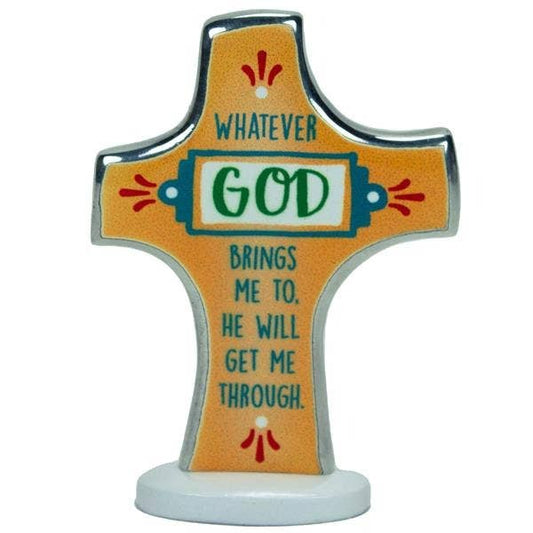 Whatever God Brings Art Metal Cross