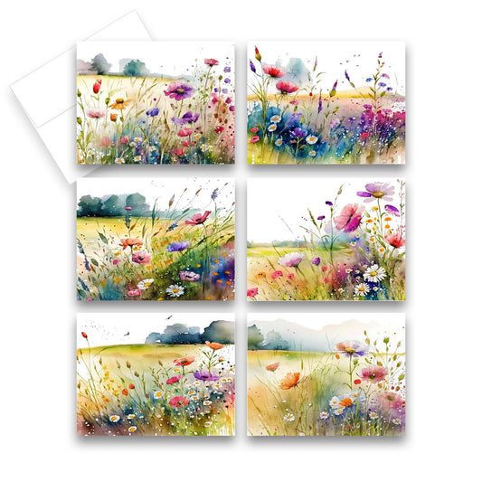 Greeting Cards: Assorted Watercolor Wildflower 6pk