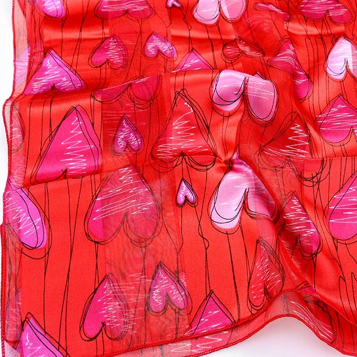 Heart Pattern Scarf: Red