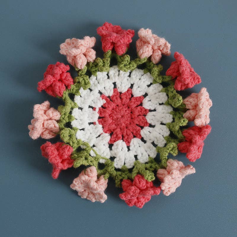 Red Handmade Crochet Lily of Valley Coaster