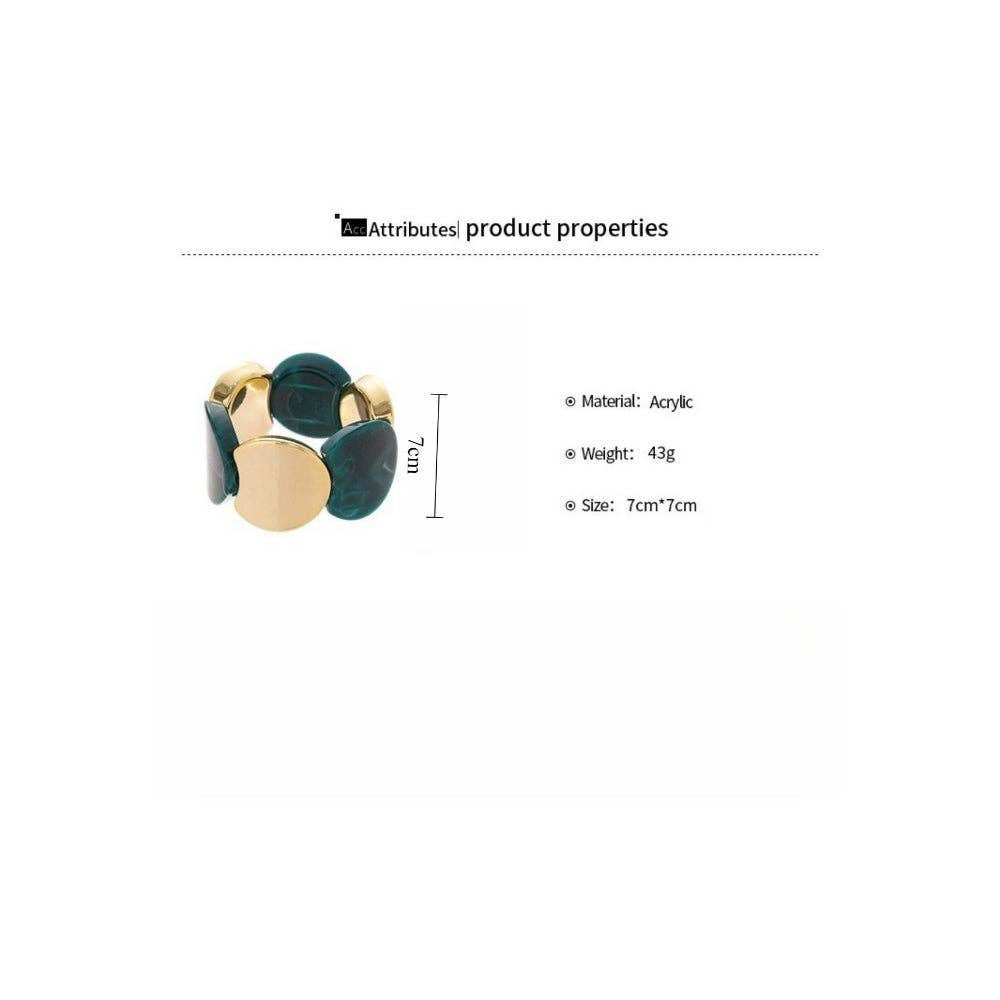 Acrylic Round Segment Elastic Statement Bangle - Coffee
