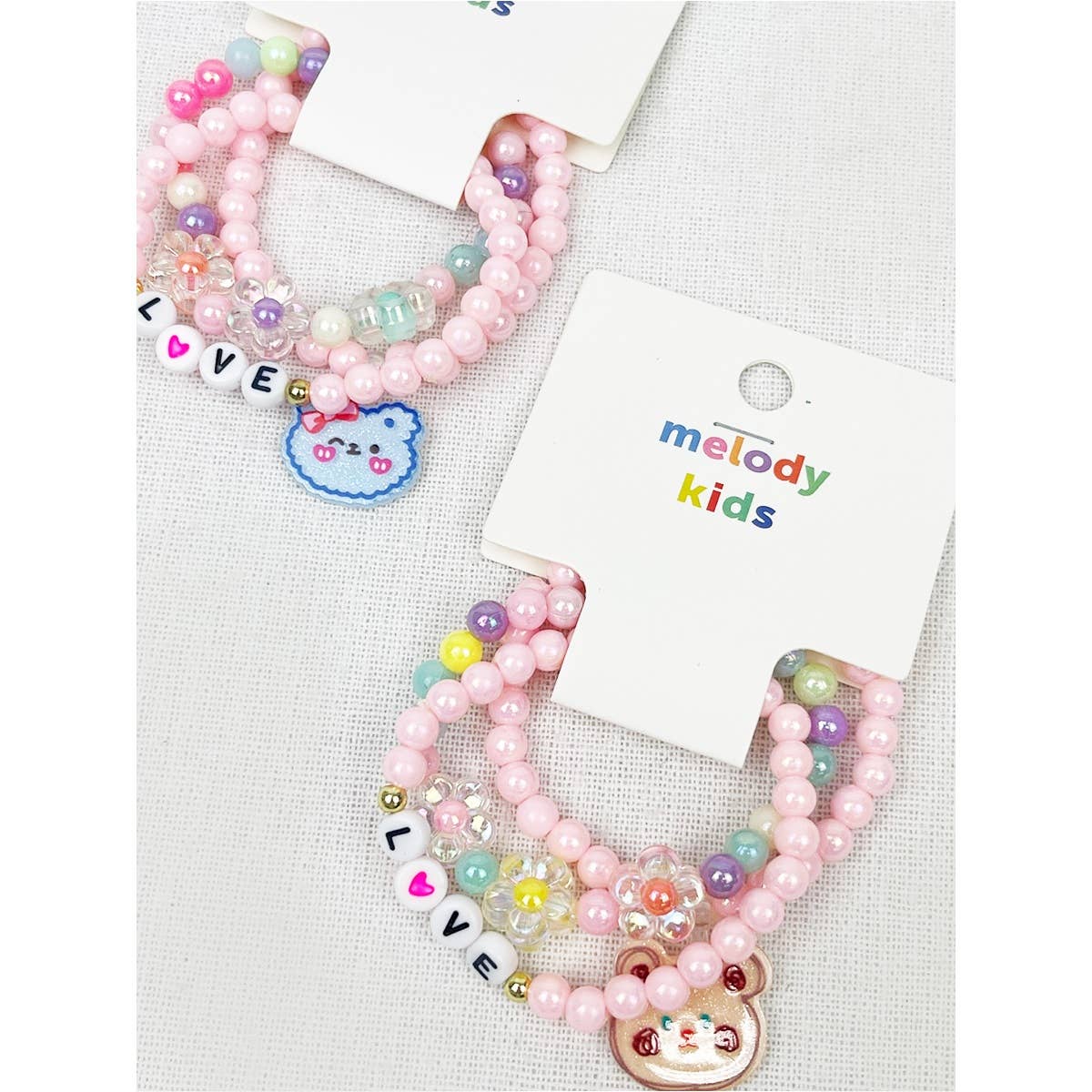 Love and Bear Theme Kids Layering Bracelet Set: Mixed Color