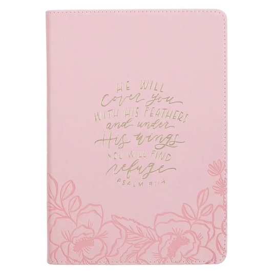 Journal zip Psalm 91:4 Pink Zip Journal